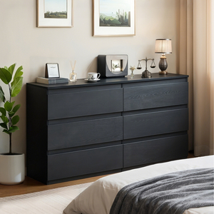 <span class=keywords><strong>Commode</strong></span> <span class=keywords><strong>moderne</strong></span> en bois à 6 tiroirs avec poignées dissimulées, meuble de rangement spacieux pour <span class=keywords><strong>chambre</strong></span>, salon et entrée - Product Image 4