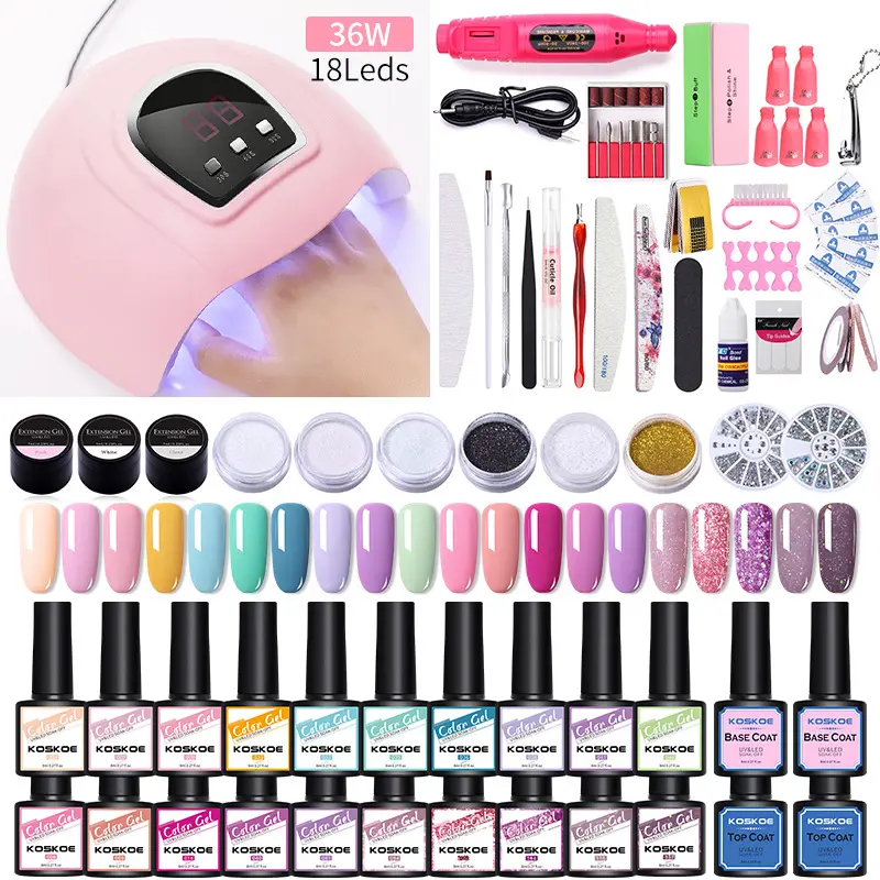 Professional Nail Art Gel Set With UV Led Lamp Drill Machine Shiny Crystal Manicure Tools Nail Salon Supplies For Beauty Nail