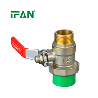 Vanne à boisseau sphérique IFAN OEM PPR, raccords de tuyauterie PPR, vanne à boisseau sphérique double union en laiton PPR pour l'alimentation en eau froide et chaude