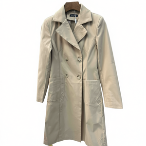 Manteau trench pour femme HDJ, long, double boutonnage, coupe-vent, couleur unie, vêtement d'extérieur décontracté, automne, polyester, manches longues - Product Image 4