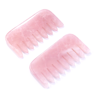 Peigne Gua Sha en Quartz Rose en Gros, Masseur de Cuir Chevelu en Cristal, Peignes Personnalisés en Quartz Rose pour Thérapie SPA Capillaire