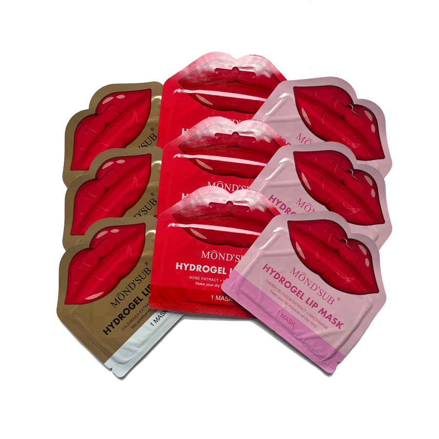 Feuille de masque à lèvres en hydrogel hydratant végétalien coréen or rose soin des lèvres hydratant plus dodu de collagène en cristal