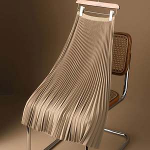 Falda plisada de verano al por mayor de fábrica, falda acampanada Lisa De satén con cintura alta elástica para mujer de Tallas grandes - Product Image 1