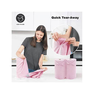 Lingettes roses de qualité supérieure, sans peluches, en rouleau, lot économique, serviettes de cuisine réutilisables, 20 pièces, chiffon de nettoyage en microfibre, chiffon pour lunettes - Product Image 1