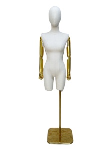 Manichino da Sartoria Rivestito in Tessuto con Base in Legno Regolabile e Finitura Superiore Decorativa per Negozi di Abiti da Sposa e Sartorie - Vendita all'Ingrosso - Product Image 1