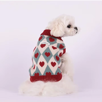 Vêtements de créateur pour animaux de compagnie Pull pour chien et chat Pull tricoté à imprimé cœur Pull sans manches pour chien Pull pour la Saint-Valentin