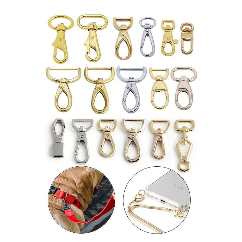 Nolvo World Multi Size Lobster Clasp 25mm Golden Heavy Duty Swivel Snap Hook Luggage Trigger Snap Hooks Metal Dog Hook For Bags