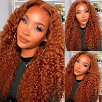 350 #   Perruques Lace Front Gingembre Orange Cheveux Humains Longs et Lisses 13x4 Pré-Pluckées Cheveux Brésiliens Remy Grande Taille de Bonnet Perruques Frontales
