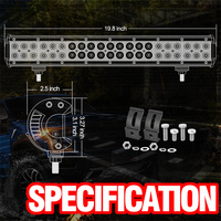Barre lumineuse LED double rangée 126W de 20 pouces pour pare-chocs avant, motif de faisceau lumineux combiné, tout-terrain