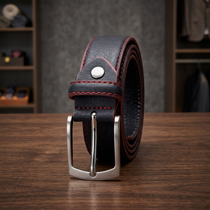 Ceinture en cuir de vachette écologique avec boucle ardillon tête de mort 3D, largeur 3,8 cm, longueur 140 cm, légère et robuste - Product Image 1