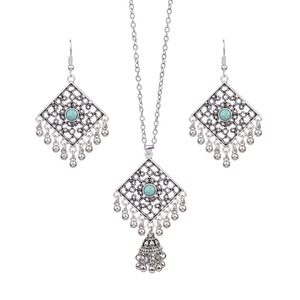 Conjunto de collar y aretes de plata tibetana con borlas estilo bohemio y circonitas, joyería de fiesta para mujer, conjuntos de joyería de moda. - Product Image 5