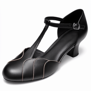 Zapatos de Baile de Salón/Latinos Modernos para Mujer, de Piel Vacuna, Tacón Bajo, Suela Suave, Estándar Nacional - Product Image 1