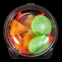 Boîte d'emballage pour salade en plastique PET ronde, qualité alimentaire, transparente, à clapet, pour salade de fruits, contenant pour gâteaux, collations, desserts, avec couvercle à charnière