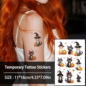 Autocollant de tatouage temporaire pour <span class=keywords><strong>Halloween</strong></span> <span class=keywords><strong>Halloween</strong></span>, dessin animé mignon et effrayant, tatouage imperméable pour visage, bras et doigt - Product Image 6