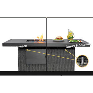 Siyah açık hasır veranda masası ile propan gaz ateş çukuru rüzgar Guard Lava kayalar kapak - Product Image 5