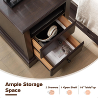 Chevet classique élégant en bois brun foncé pour chambre à coucher, table de chevet et table d'appoint pour salon