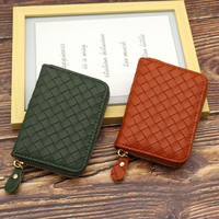 Dompet Mini ritsleting wanita kecil Logo kustom dompet Multi Slot kartu tempat kartu ID bisnis kredit kulit Pu pria