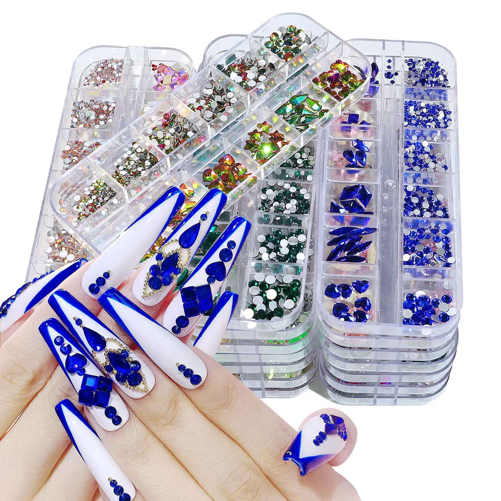New Nail Accessories Colorful Alloy Nail Art Decorations Glitter Rhinestones Mixed Triangle Tips Accessories