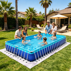 Piscine rectangulaire en PVC robuste, grande piscine hors sol en métal pour les familles et les complexes hôteliers - Product Image 1