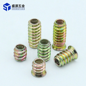 Shengyuan Thread Inserts M6 M8 M10 Metric Coarse Fully Threaded Iron Plated For Furniture Board Embedded Parts - Product Image 2