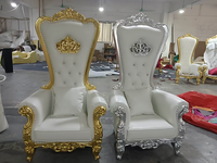 Chaise Trône Pliante de Luxe pour Hôtels, Dossier Haut, Structure Métallique Dorée, Cuir PU Blanc, Idéale pour Événements Royaux et Mariages