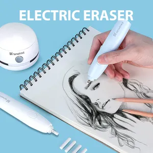 Tenwin 8306 elektrikli silgi yedekler ile jetonlu için pil ile kroki kalem çizim okul sanatçı sanat öğrencisi kullanarak