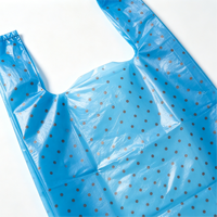 Sac en plastique pour courses en HDPE, imprimé bleu à pois marron, format T-shirt, accepte les commandes en gros et sur mesure