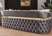 Nouvel Arrivage Ensemble Canapé Salon Luxe Moderne en Velours Rembourré avec Décoration Ceinture Acier Inoxydable Boutons Touffetés pour Maison Villa