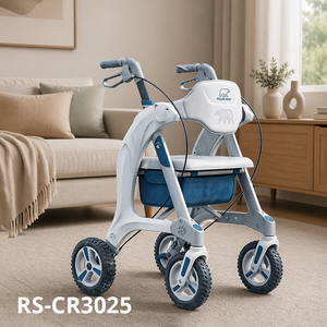 <span class=keywords><strong>Déambulateur</strong></span> futuriste en fibre de carbone, motif ours polaire bleu, léger, pliable, <span class=keywords><strong>roues</strong></span> en PU de 8 pouces, frein à disque - Product Image 1