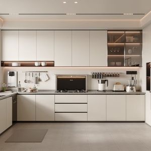 CBMmart - Cocina Moderna con Encimera para el Hogar o Apartamento, Diseños de Muebles de Cocina, Laca Blanca de Alto Brillo - Product Image 2