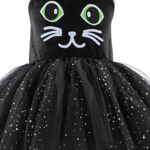 Disfraz de Halloween <span class=keywords><strong>para</strong></span> Niña Negra, Disfraz de Gato, Vestido de Bruja <span class=keywords><strong>con</strong></span> Diadema de Gato, Cola, Tul <span class=keywords><strong>para</strong></span> Fiesta, Actuación, Vestido de Gatita - Product Image 5