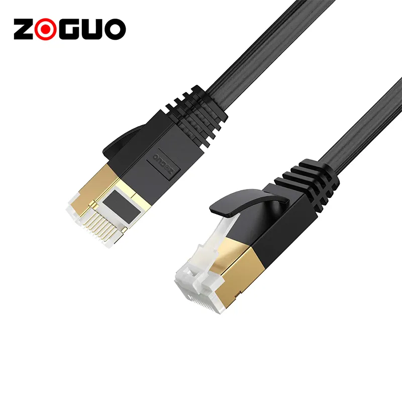 High Quality Ethernet Cable Patch Cord Cable Gold Plated Plug Flat CAT7 Network Cable