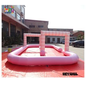 Piste de voitures tamponneuses rose, piste de course gonflable, jeux gonflables, obstacle gonflable, karting en plein air pour enfants, sports - Product Image 1