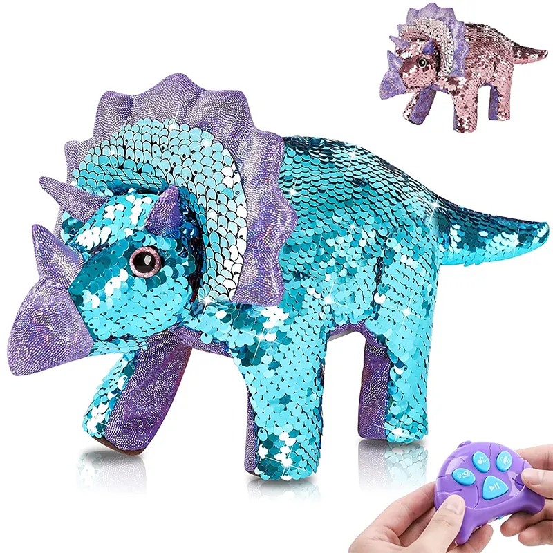 Màu Sắc Mảnh Mảnh Điều Khiển Từ Xa Khủng Long Plush Đồ Chơi Plush Animal Glitter Thiết Kế Khủng Long