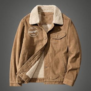 Sudadera de alta calidad de peso pesado Puff Print Sports Coat Abrigos de invierno para hombres Sudadera con capucha de tela de pana de algodón - Product Image 3