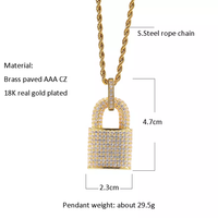 Nouveautés en promotion : Pendentifs breloques pour homme en laiton plaqué or 18 carats, sertis de zircon 5A et CZ, style rappeur