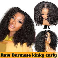 Perruque Bouclée Afro Crépue en Cheveux Naturels Lace Front 13x4, Perruque à Fermeture en Dentelle 4x4 pour Femmes, Densité 250%