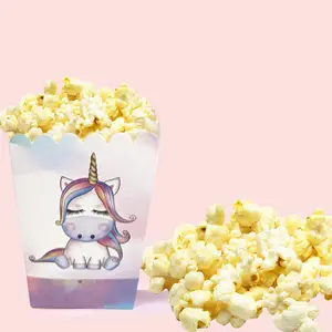 Wholesale Popcorn Snack Boxes Rainbow Unicorn Pattern Treat Box Popcorn Container for Baby Shower Birthday Party Supplies