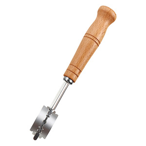 Eco-Friendly <strong>Hand</strong> <strong>Crafted</strong> Bread Lame with Wood Handle and 5 <strong>Razor</strong> Blades Leather Cover Curved Dough Scoring Knife Baking Tool - Product Image 6