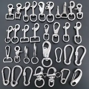 304 316 Aço Inoxidável Swivel Eye Snap Gancho Carabiner Clip para Dog Leash saco cinta de couro DIY hardware