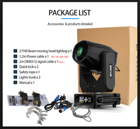 SHEHDS 275W 10R Projecteur à tête mobile Beam 8000K DMX512, activé par le son, autoportant, éclairage de scène autonome pour DJ mobile et location de fêtes