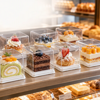Boîte d'emballage alimentaire en blister carrée transparente de 4 pouces, jetable, de haute qualité, personnalisée, pour gâteaux et pains, contenants en PET, modèle DT-1052