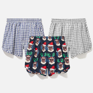 Pyjama d'été à carreaux en pur coton pour garçons, respirant, avec ceinture élastique, sous-vêtement, short de nuit - Product Image 6