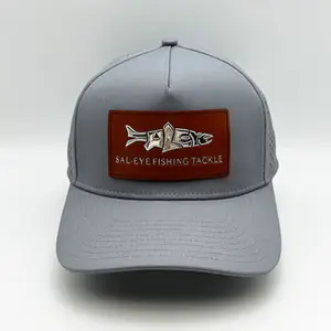 5 Panel Leather Patch Logo Gorras Waterproof Baseball Caps Custom Laser Cut Hole Perforated Performance Sports Golf Hats