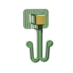 Porte-pantoufles mural vert et or avec crochet adhésif pour rangement de salle de bain, finition polie - Product Image 1