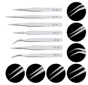 <span class=keywords><strong>Pinzas</strong></span> de acero inoxidable endurecido antimagnéticas con punta fina para reparaciones, laboratorio y trabajos de precisión artesanales - Product Image 3