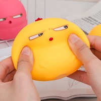 Jouet anti-stress en caoutchouc à œil incliné - Poussin jaune miniature - Idéal pour la décompression et le soulagement de la tension - Jouet indispensable