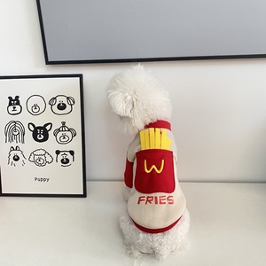 Sweat-shirt pour animaux de compagnie French Fries Hoodie, rouge, rembourré, manteau d'automne/hiver, vêtements amusants pour chiens - Product Image 1