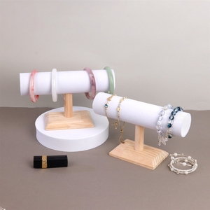 Soporte para pulseras de madera maciza, anillo sólido de una sola capa, exhibidor de terciopelo, accesorio para <span class=keywords><strong>relojes</strong></span> o accesorios de exhibición. - Product Image 3