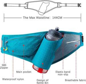 Cinturón para correr Soporte para botella de agua Riñonera Senderismo Riñonera Cinturón de hidratación Deportes al aire libre Soporte para teléfono Cremallera gris Impermeable - Product Image 2